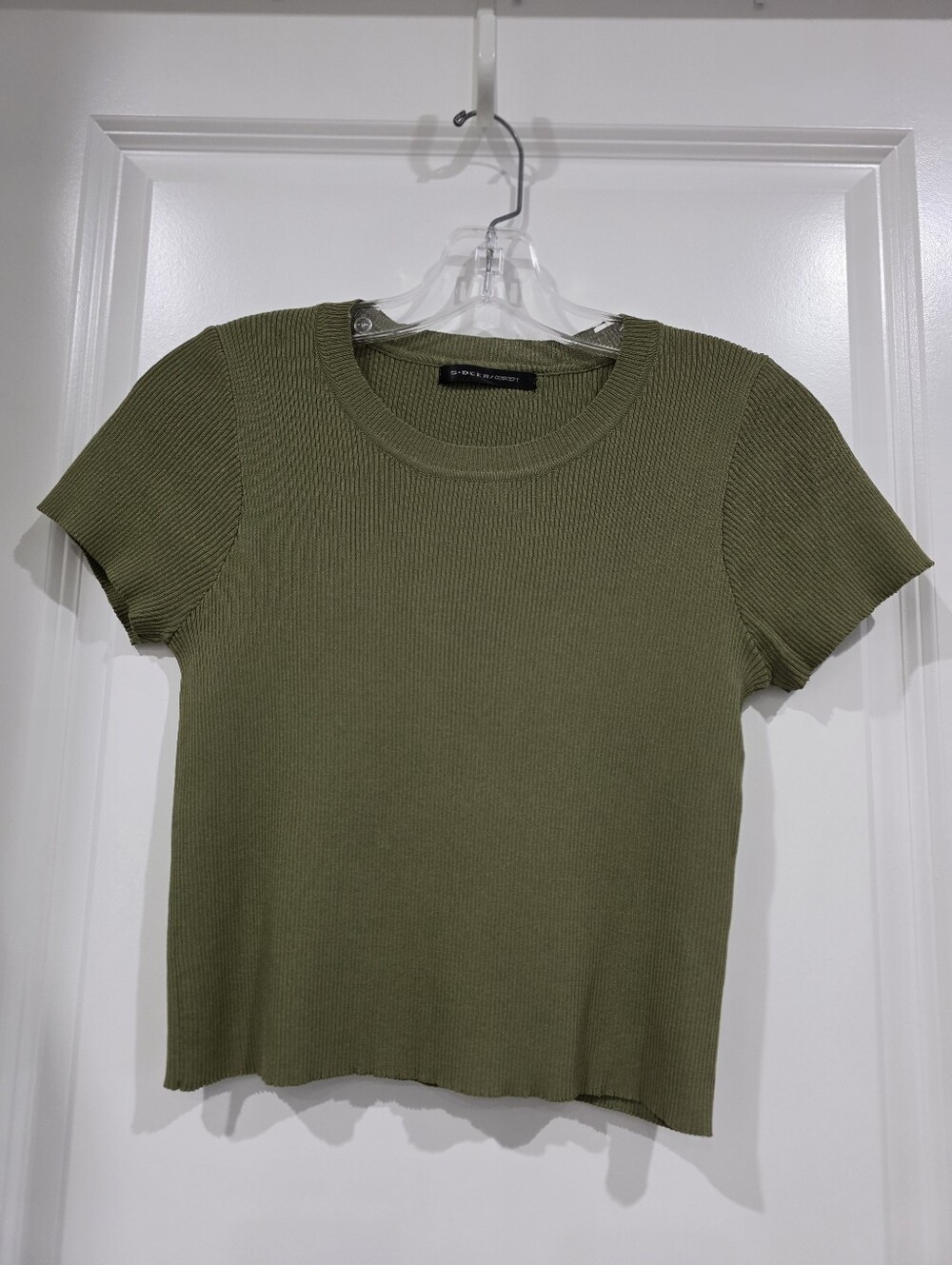 S. Deer Ribbed Short Sleeve Tee — Olive Green
